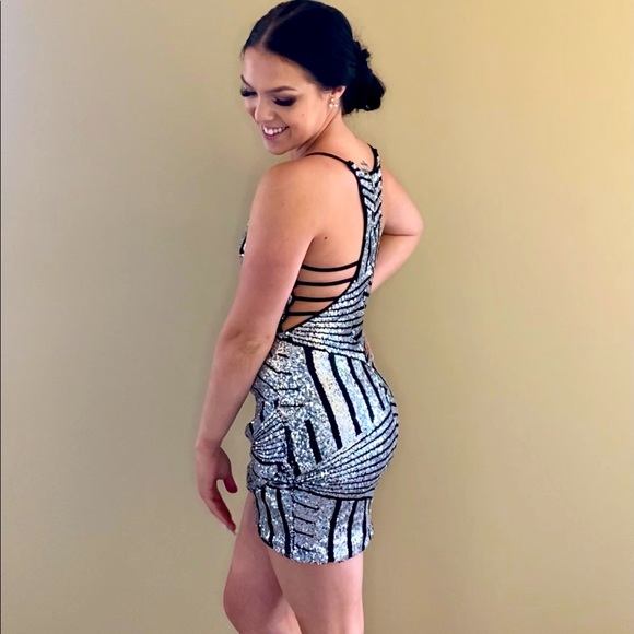 XS sparkle, cut out mini dress - Picture 1 of 4